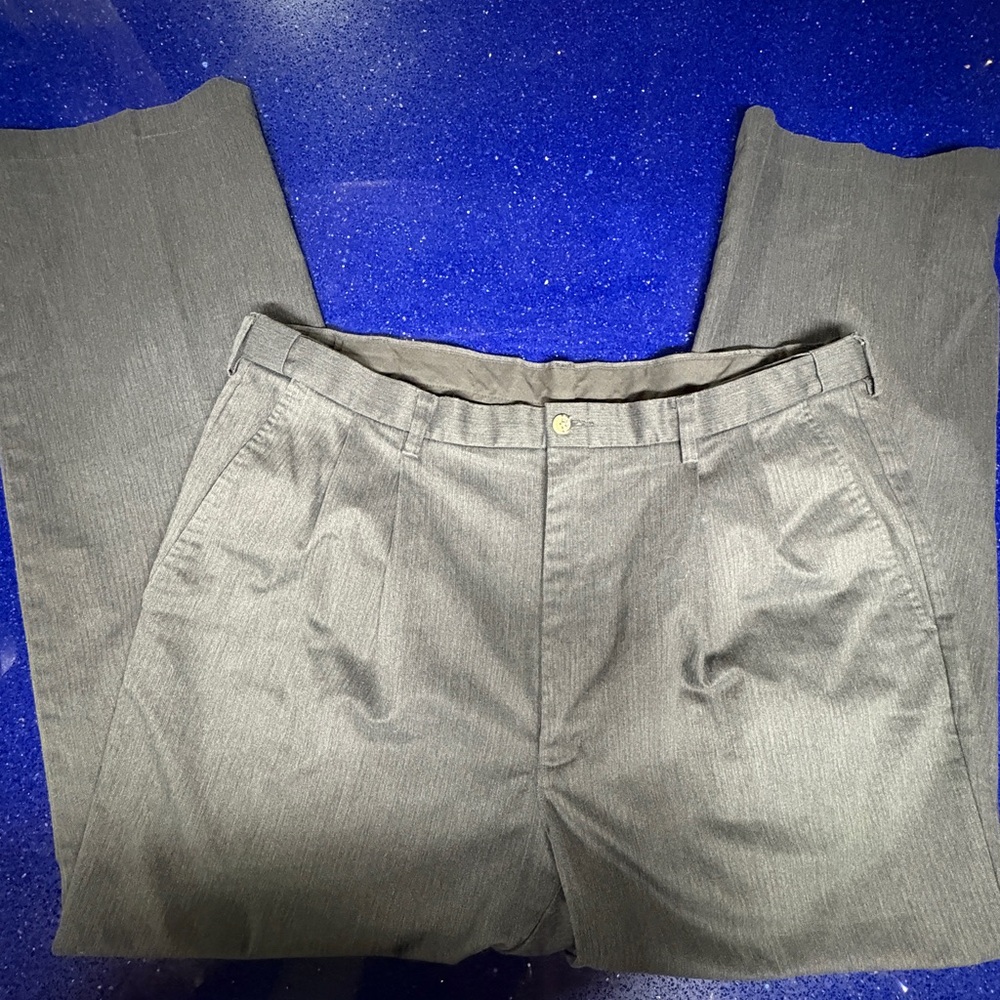 Adjustable Waist, Pleated Men’s Dress pants- Charcoal Gray- cotton blend, 40/32